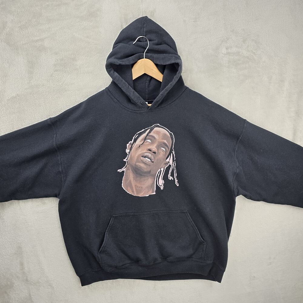Travis Scott Astroworld Hoodie Sweatshirt Mens XXL Black Grunge Hip Hop Rap - Picture 2 of 8